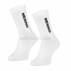 Skarpety sportowe białe merino wool do butów trekkingowych