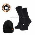 Elegancki zestaw czarna czapka czarne skarpetki wełna merino