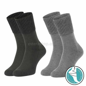 Zestaw skarpety bezuciskowe frotta z wełny merino khaki i szare