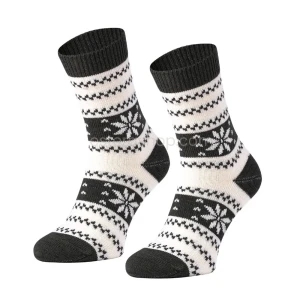 Ciepłe biało-zielone skarpety merino wool zz
