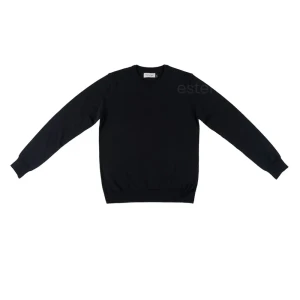 czarny męski sweter 100% merino wool dekolt na okrągło