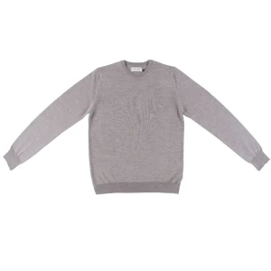 beżowy wełniany sweter męski 100% merino dekolt na okrągło 