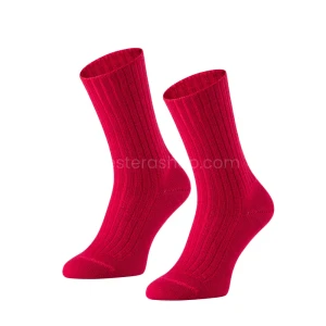Czerwone damskie wełniane skarpety z wełny merynos ROSE RED