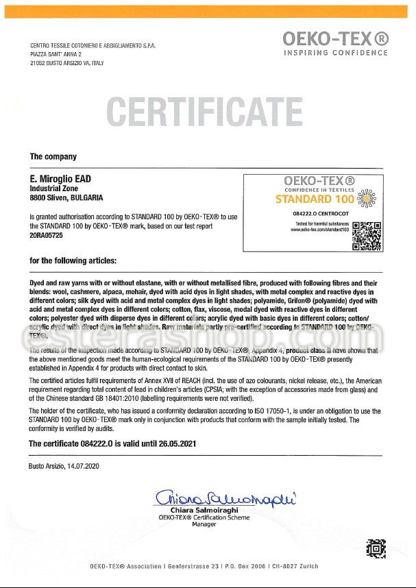 Certyfikat wełna merynos